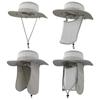 Outdoor Sun Hat UPF 50 Protection Waterproof Fishing hat Face Cover Summer Neck Flap Hat Light Gray view 2