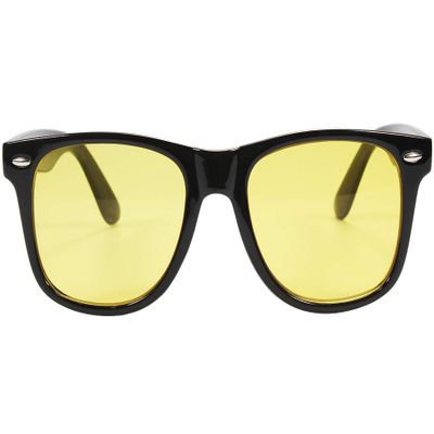 Koming Classic Night Vision Sunglasses Night Driving Glasses Anti Glare Yellow Lens Cloudy/Rainy/Foggy (Bright black, Yellow)