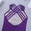 YiZYiF Child Girls' Tank Shorty Dance Gymnastics Leotards Athletic Biketard with Keyhole/Cross Back Cross Strap Purple 12-14 view 4