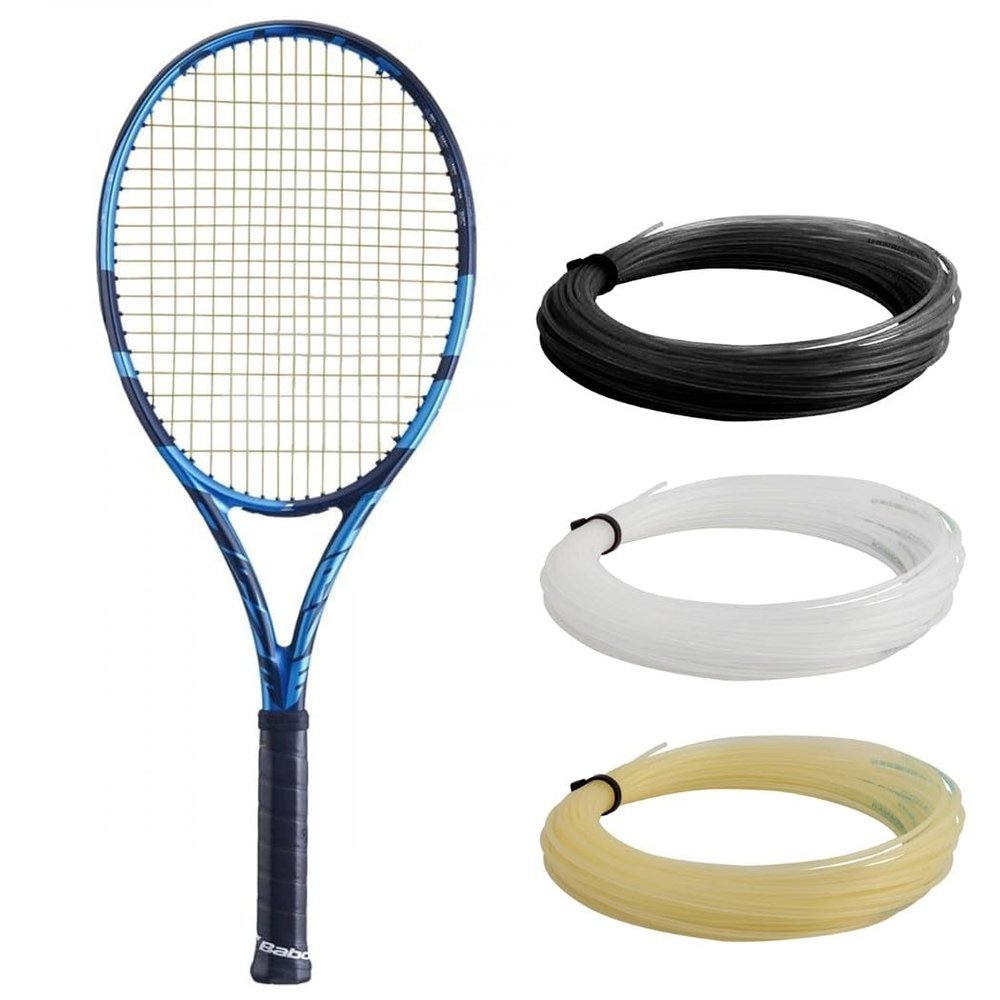 Babolat Pure Drive Tennis Racquet - Strung w Syn Gut, Black, 16g - Mid-Range Tension (4 1/2" Grip)