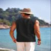 COOFANDY Men Causal Cotton Linen Beach Tank Top Sleeveless T Shirts Hippie Shirts Black view 3