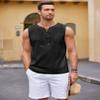 COOFANDY Men Causal Cotton Linen Beach Tank Top Sleeveless T Shirts Hippie Shirts Black view 4