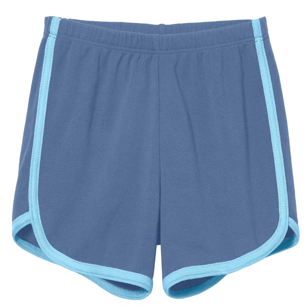 City Threads Girls Running Workout Shorts Yoga Sport Fitness Short Retro Dolphin Short Summer Lounge Gym Play Beach Park SPD Clothing, Denim Blue/Bright Light Blue Trim, 10
