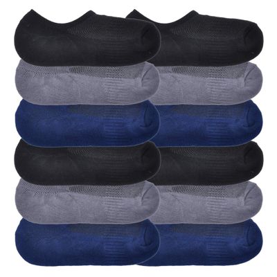 Angelina Unisex Cotton Comfort No-Show Socks With Silicone Heel Grip (12-Pairs), XTSOCK_9-11