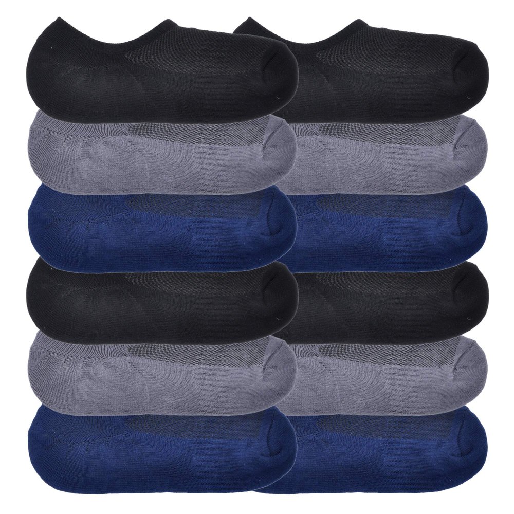 Angelina Unisex Cotton Comfort No-Show Socks With Silicone Heel Grip (12-Pairs), XTSOCK_9-11