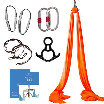 Aum Active Aerial Silks Starter Kit - Durable 9 Yards of Aerial Yoga Hammock with Hardware & Guide - Aerial Swing for Acrobatic Flying Yoga & All Levels (Aerial Rigging Point Up to 13ft)