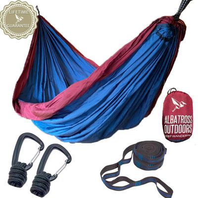 Albatross Outdoors XL Double Camping Hammock - Quality Breathable Ripstop Nylon - High Capacity - Includes Tree Straps and Carabiners: Quick and Easy Setup.