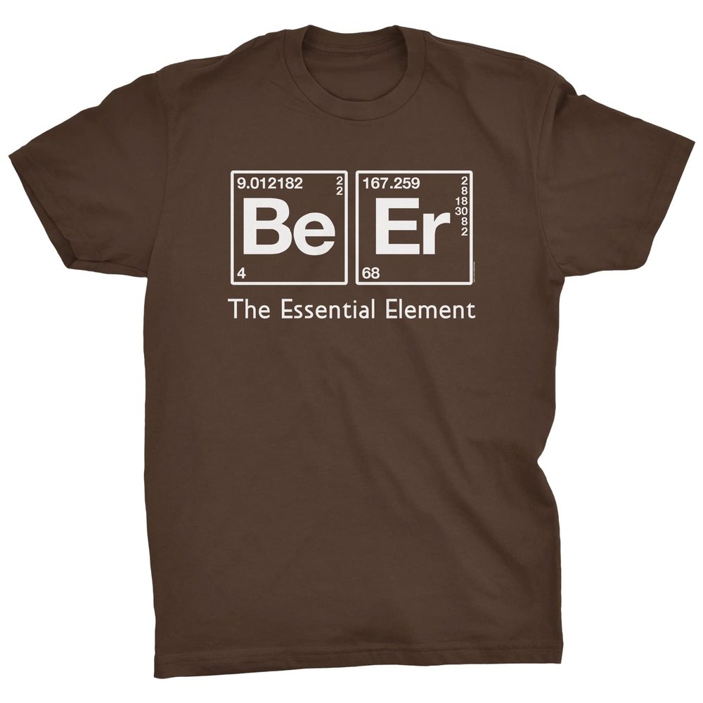 Beer Elements Funny Periodic Table Adult Humor T-Shirt for Men Women - F/Brown-4X