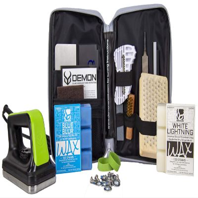 Demon United Demon Mechanic Plus Ski Tuning Kit & Snowboard Tuning Kit with Ski Wax Iron, Ski and Snowboard Wax- Demon Ski and Snowboard Tune Up Kit, Black