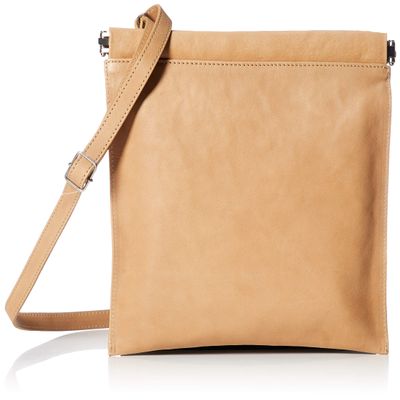 Patrick Stefan 191ABG04 Sacoche Shoulder Bag, Spring Closure, Cowhide Leather, Beige