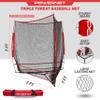PowerNet Triple Threat Baseball Net, 3 Way 7' x 7' Batting, Hitting & Pitching Net Covers 147 Sq Ft, Softball & Baseball Training Equipment (Red) view 3