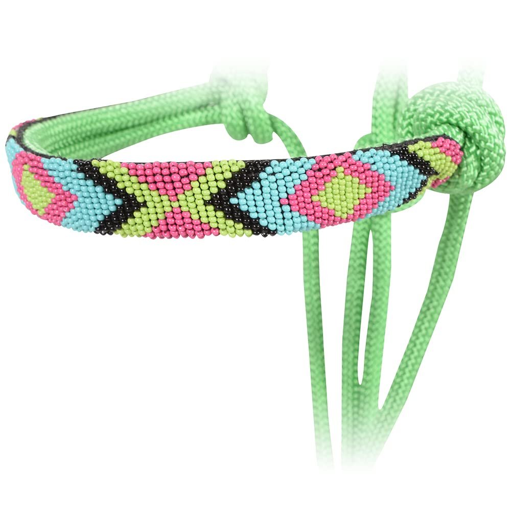 Cashel Beaded Nose Rope Halter w/9ft Lead Lime