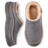 Zigzagger Men's Slip On Moccasin Slippers, Indoor/Outdoor Warm Fuzzy Comfy House Shoes, Fluffy Wide Loafer Slippers,Grey,13-14 D(M) US view 1