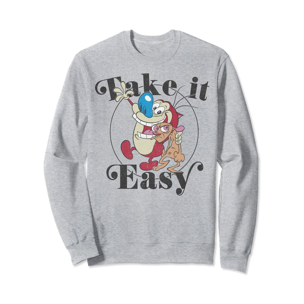 Ren And Stimpy Take It Easy Duo Circle Logo Sweathsirt Sweatshirt