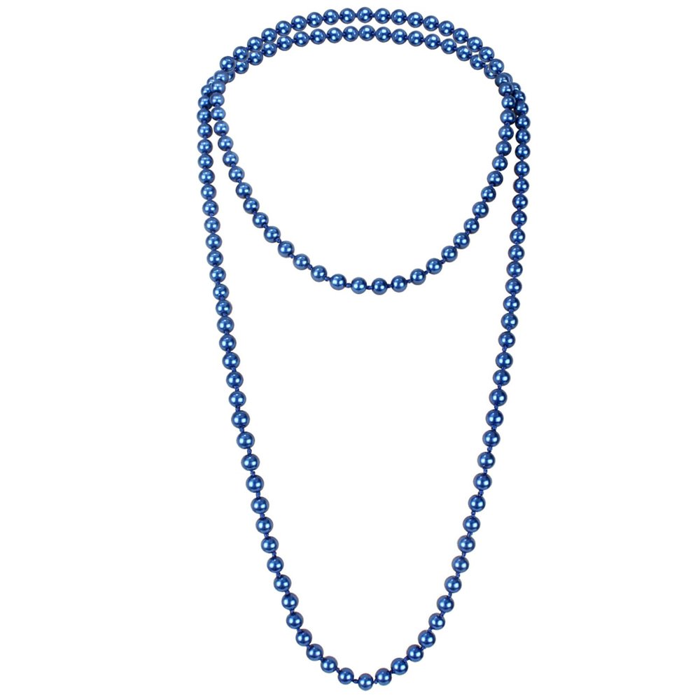 1920s Retro Faux Pearls Blue Beads Cluster Long Pearl Necklace 58" for Women Jewelry