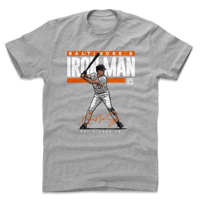 500 LEVEL Cal Ripken Jr. Shirt (Cotton, XXX-Large, Heather Gray) - Cal Ripken Iron Man WHT