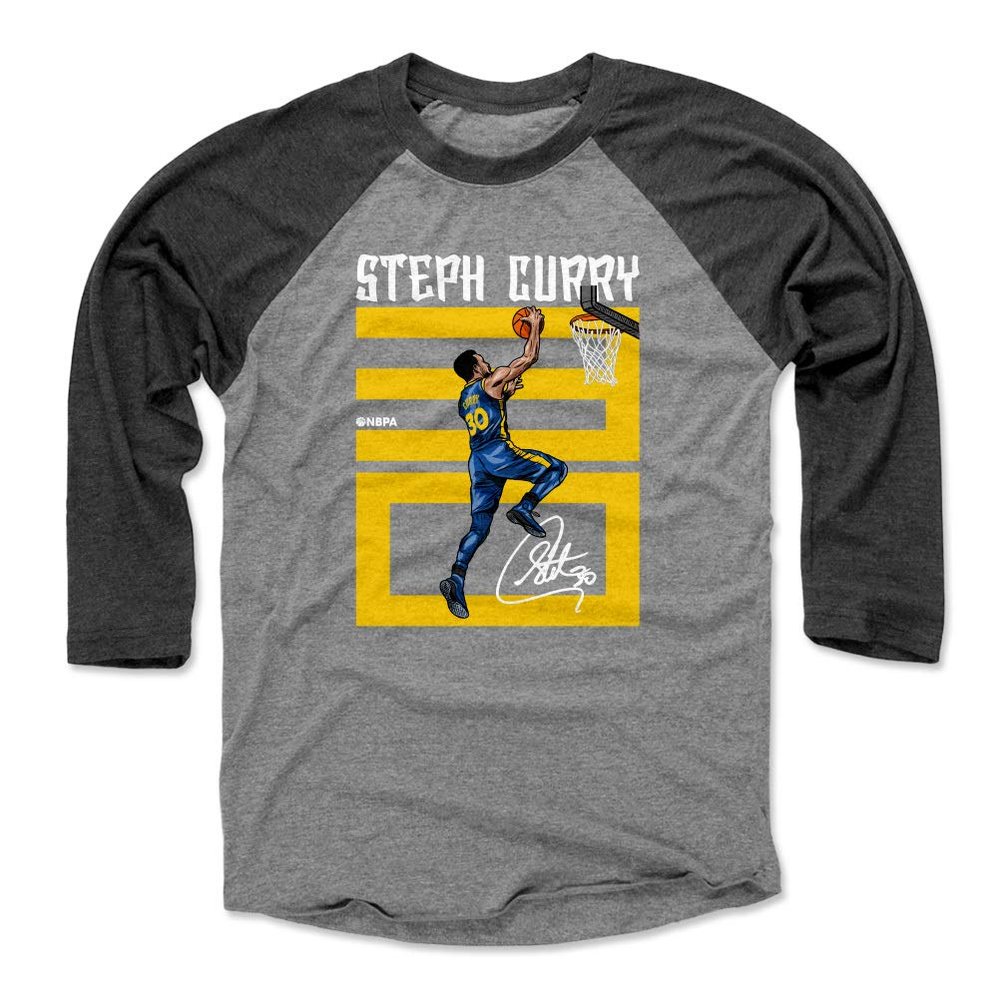 500 LEVEL Steph Curry 3/4 Sleeve T-Shirt (Baseball Tee, X-Large, Black/Heather Gray) - Steph Curry Number Y WHT