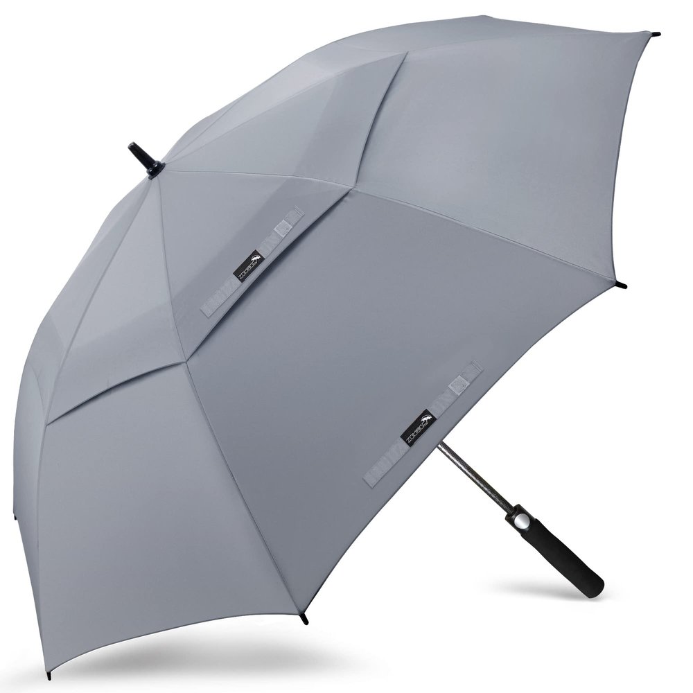 ZOMAKE Golf Umbrella Windproof, Extra Large Oversized Heavy Duty Double Canopy for Rain, Sports Games & Push Cart(68inch,Grey)