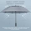 ZOMAKE Golf Umbrella Windproof, Extra Large Oversized Heavy Duty Double Canopy for Rain, Sports Games & Push Cart(68inch,Grey) view 3