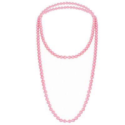 1920s Retro Faux Pearls Pink Beads Cluster Long Pearl Necklace 58" for Women Jewelry