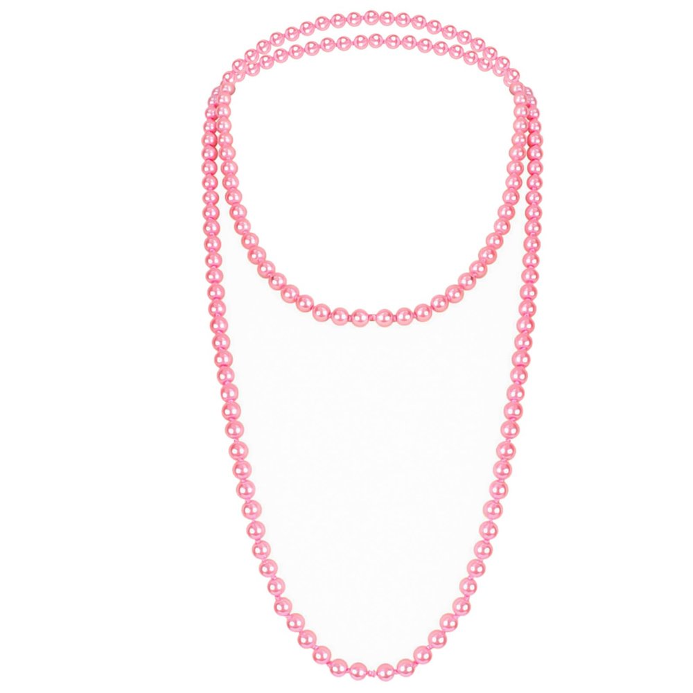 1920s Retro Faux Pearls Pink Beads Cluster Long Pearl Necklace 58" for Women Jewelry