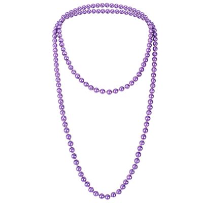 1920s Retro Faux Pearls Purple Beads Cluster Long Pearl Necklace 58" for Women Jewelry