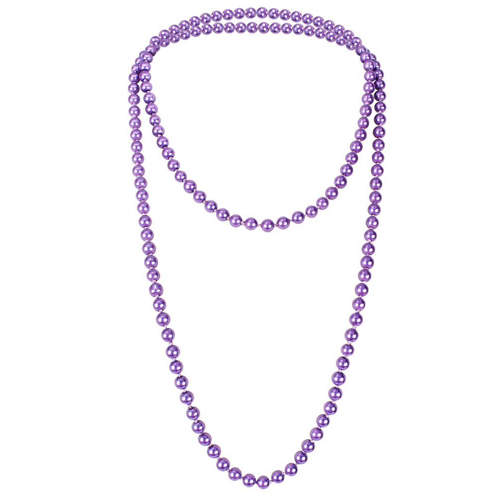 1920s Retro Faux Pearls Purple Beads Cluster Long Pearl Necklace 58" for Women Jewelry