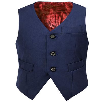 Visaccy Vest for Boys Suit Tuxedo Dress Vests for Wedding Outfit Navy Blue Size 14