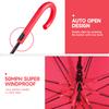 RUMBRELLA Red UV Stick Umbrella Auto Open UPF 50+ with J Hook Handle 51IN view 4