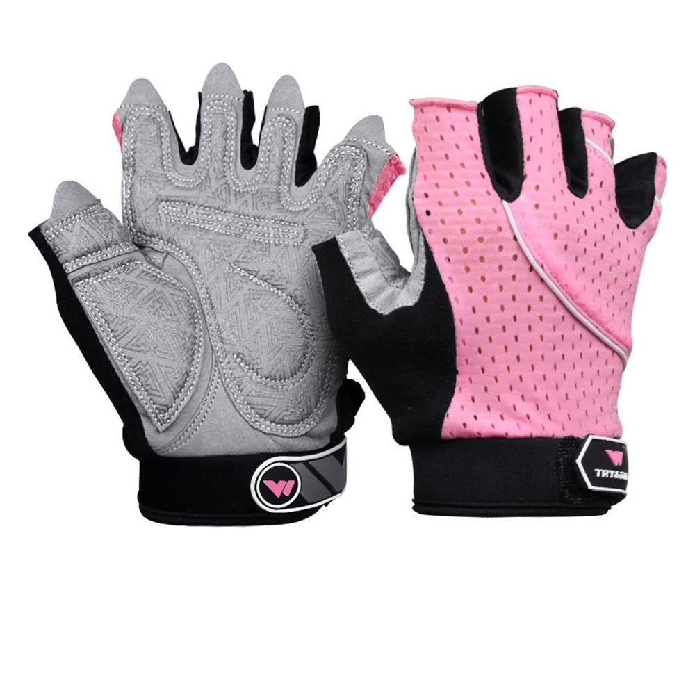 Kmgjc Breathable Silicone Non-Slip Sports Gloves Weightlifting Gloves Men and Women Fitness Gloves Equipment Strength (Color : Pink, Size : S18CM)