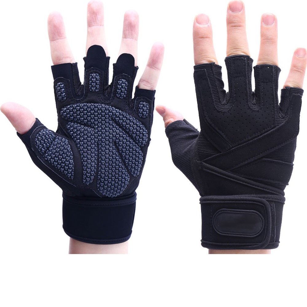 Kmgjc Breathable Silicone Non-Slip Sports Gloves Weightlifting Gloves Men and Women Fitness Gloves Equipment Strength (Size : M 18cm-20cm)