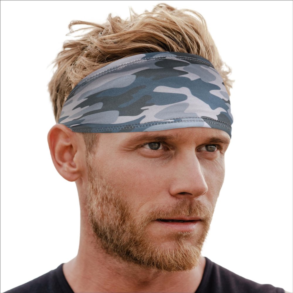 Tough Headwear Headband for Men - Mens Headbands - Working Out Sports Performance Head Bands - Athletic Cycling Running Sweat Band, Football Headbands - Sweat Bands Men/Women - Arctic Camo