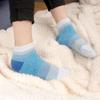 BambooMN 1 Pair Women's Chenille Fuzzy Color Block Ankle Home Socks, Ocean Depths, S/M view 2