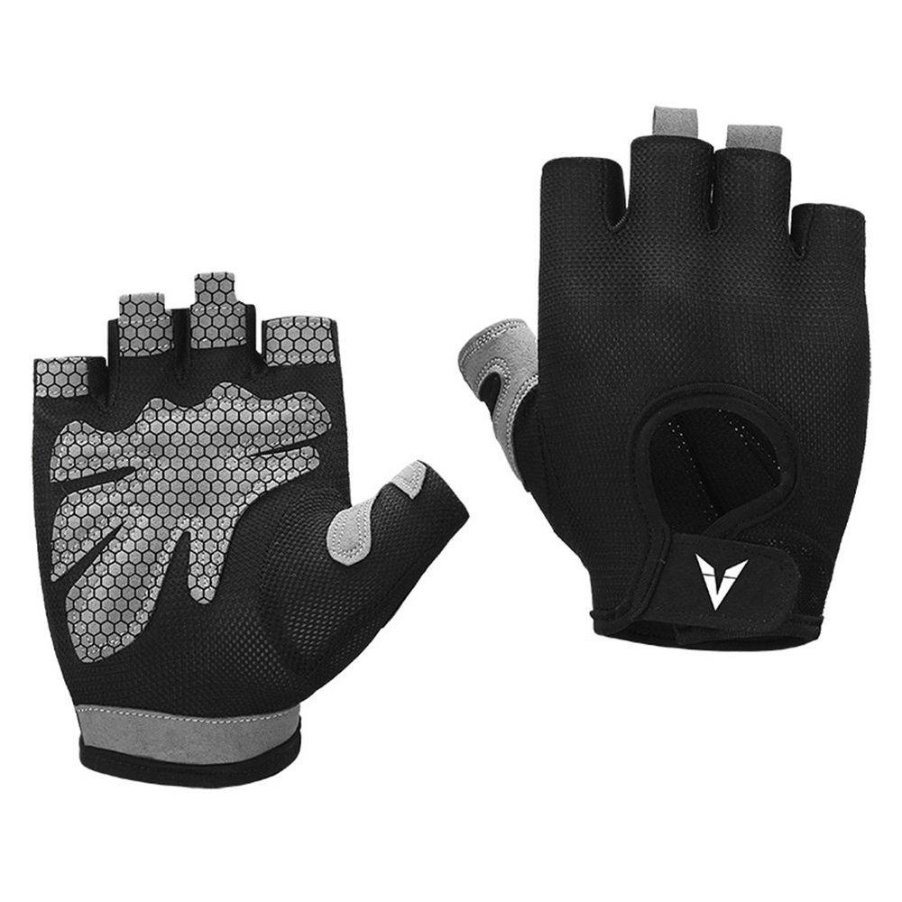 Kmgjc Breathable Silicone Non-Slip Sports Gloves Weightlifting Gloves Men and Women Fitness Gloves Equipment Strength (Color : Gray, Size : L20-21cm)