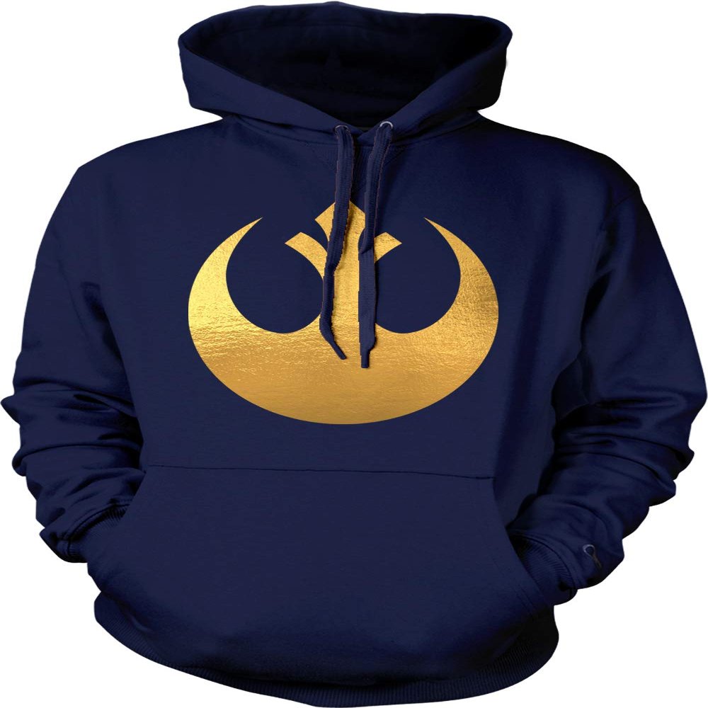 Tcombo Gold Old Rebel Symbol - Star Soldier Unisex Hoodie Sweatshirt (Navy, Small)