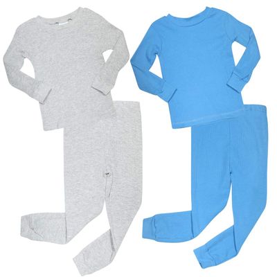 Arctic Hero Boys Thermal Underwear Set - 4 Piece Waffle Knit Long Sleeve Thermal Shirt & Long Johns for Toddlers (12M-4T), Size 24 Months, Grey/Royal