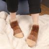 BambooMN 1 Pair Women's Chenille Fuzzy Color Block Ankle Home Socks, Wood, S/M view 2