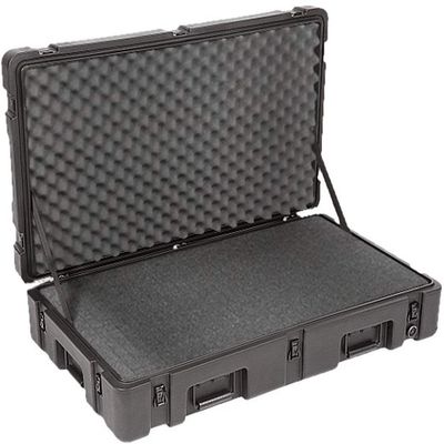 SKB Cases 3R3821-7B-CW 3R-Series 3821-7 Roto Molded Utility Case with Cubed Foam and Wheels, LLDPE Polyethylene Impact Resistant, Stainless Steel Latches and Hinges, Interior 38.50" x 21.25" x 7.05"