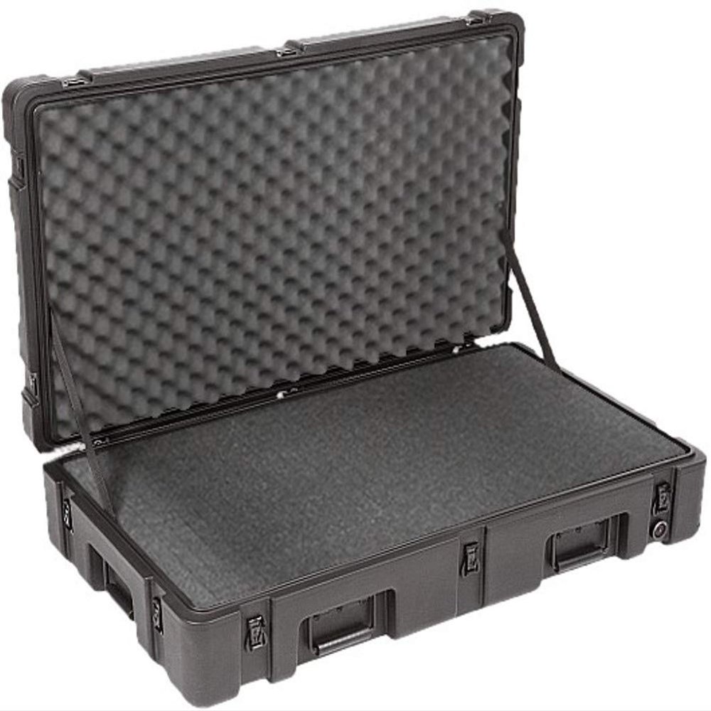 SKB Cases 3R3821-7B-CW 3R-Series 3821-7 Roto Molded Utility Case with Cubed Foam and Wheels, LLDPE Polyethylene Impact Resistant, Stainless Steel Latches and Hinges, Interior 38.50" x 21.25" x 7.05"