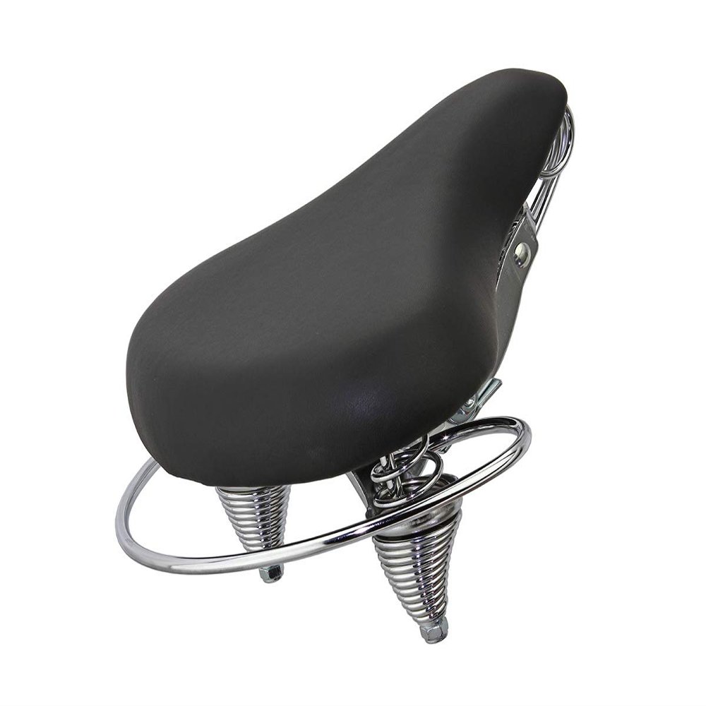 Alta Bicycle Beach Cruiser Extra Padded Saddle/Seat Vinyl with Web Spring (Black)