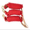 AJ Tack 9 Foot Nylon Lead Rope with Leather Popper - Set of 3 Green view 3