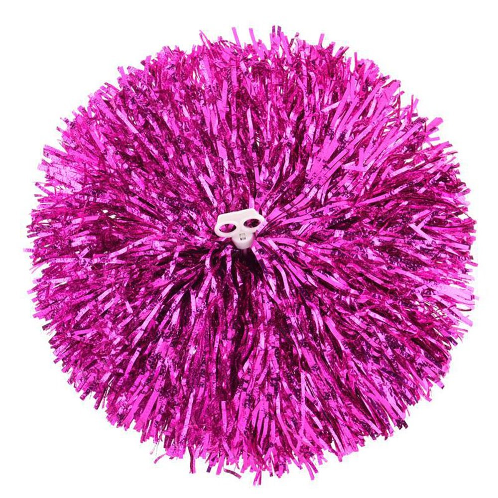 Suoirblss 2PCS Cheerleading Plastic Ring Pom Poms Sports Party Accessories for Football Basketball Cheers (Rose red, Large)