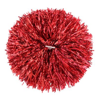 Suoirblss 2PCS Cheerleading Plastic Ring Pom Poms Sports Party Accessories for Football Basketball Cheers (Red, Large)