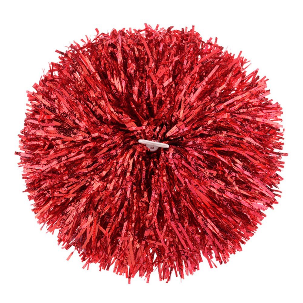 Suoirblss 2PCS Cheerleading Plastic Ring Pom Poms Sports Party Accessories for Football Basketball Cheers (Red, Large)