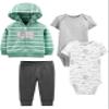 Simple Joys by Carter's Baby 4-Piece Neutral Jacket, Bodysuit, and Pant Set, Mint Elephant, 12 Months view 1