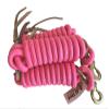 AJ Tack 9 Foot Nylon Lead Rope with Leather Popper - Set of 3 Hot Pink view 1