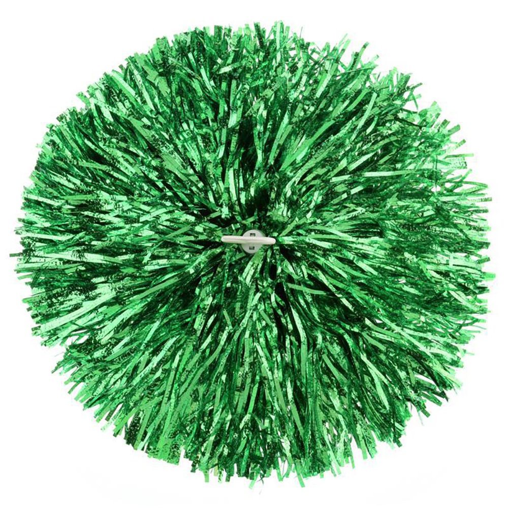 Suoirblss 2PCS Cheerleading Plastic Ring Pom Poms Sports Party Accessories for Football Basketball Cheers (Green, Large)