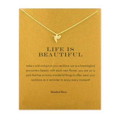 Baydurcan Hummingbird Necklace Hummingbird Gifts for Women Pendant Necklace with Message Card (hummingbird)