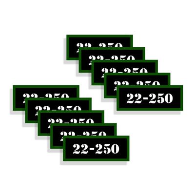 Speed Demon Hot Rod Shop Ammo Can Labels 22-250 Ammunition Decals for 22-250 Ammo - 10 Pack Adhesive Vinyl 3"x1.15"