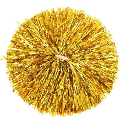 Suoirblss 2PCS Cheerleading Plastic Ring Pom Poms Sports Party Accessories for Football Basketball Cheers (Gold, Large)